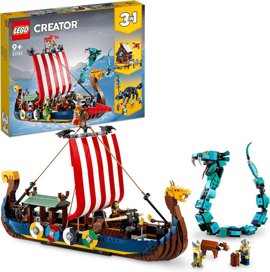 LEGO 31132 Creator 3 en 1 - Barco Vikingo y Serpiente Midgard